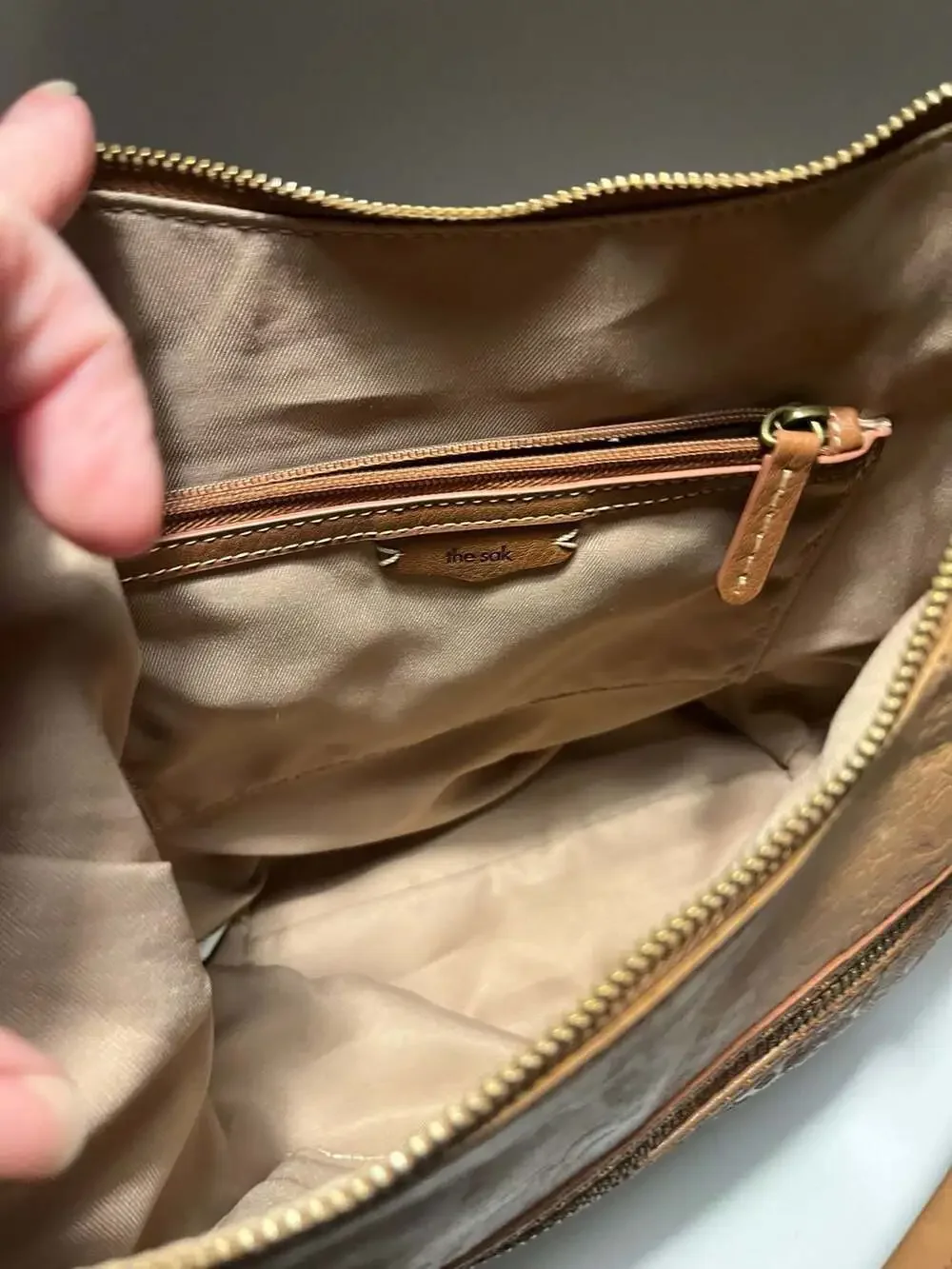 The Sak Sequoia Hobo Bag in Tobacco Floral Embossed Leather